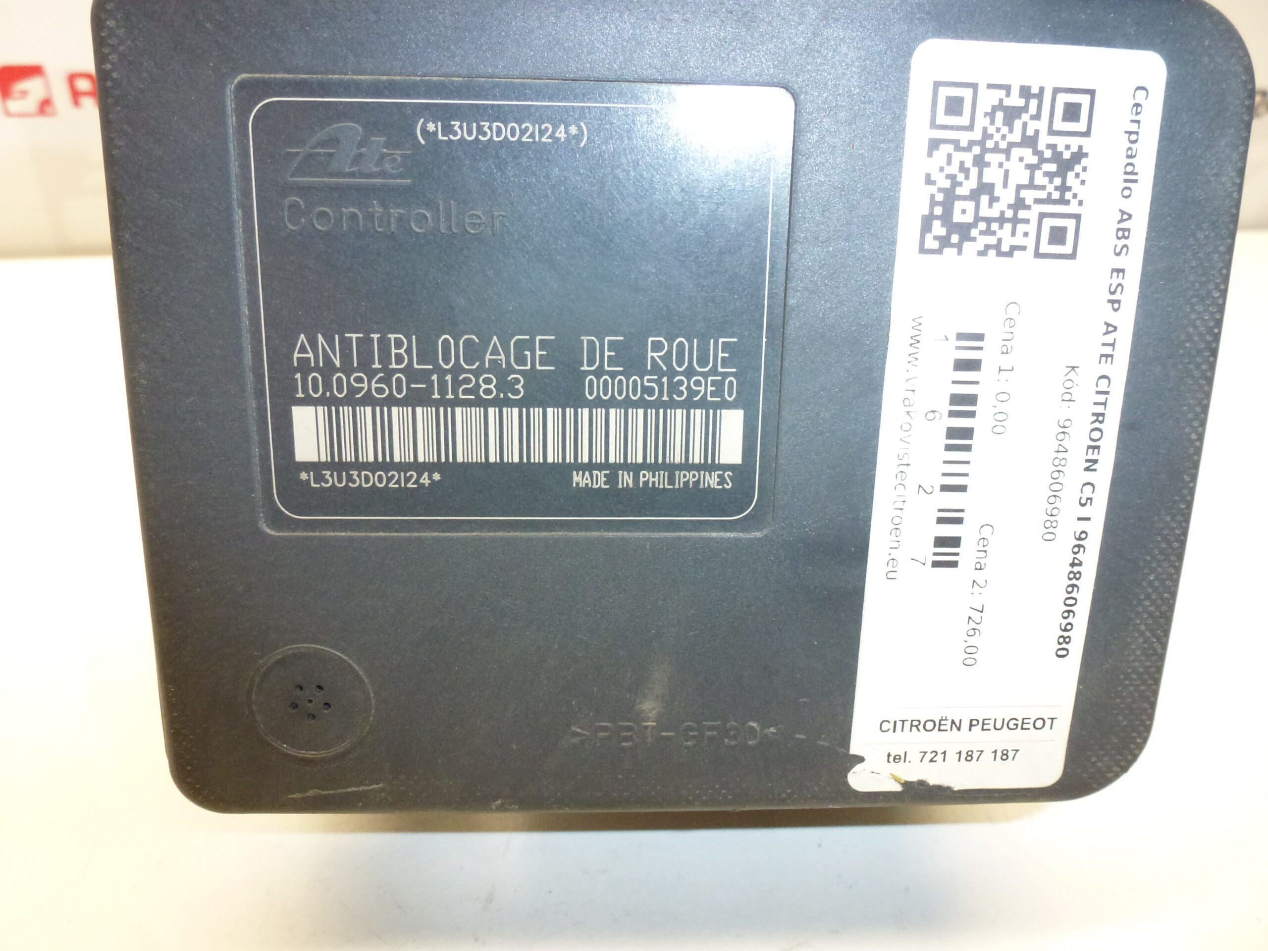 ATE ABS/ESP Control Module for Citroen C5 I - 9648606980 - 10.0206-0072.4 - 10.0960-1128.3 - Image 2